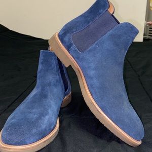 Blue Suede Chelsea Boots